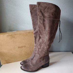 NEW Born Gallinara To the Knee Boot Distressed Gray/Brown Leather 10